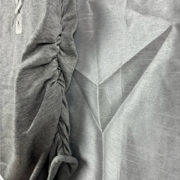 Pink Rose Cowl Neck 3/4 Sleeve Gray/Grey Sweater with Ruched Sides Large - Picture 5 of 9